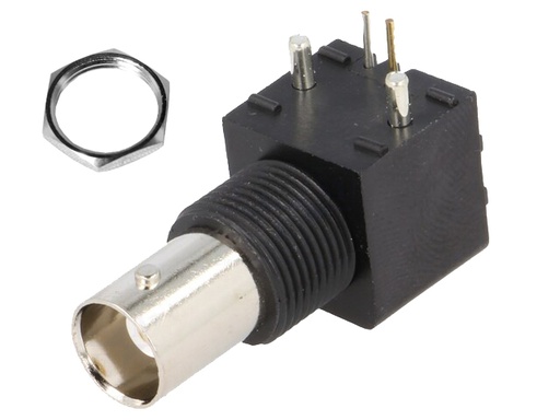 [H59970] BNC fatning til printmont. - 50ohm, 90° vinklet, Sort plast