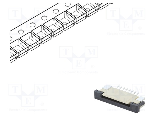 [H60143] FFC (PFC) Flexkabel konnektor - 8pol, ZIF, SMD (1mm)