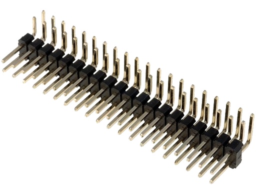 [H40085] Dual Pin header 2,54mm, 90° vinklet - Han/han (2x20) 40 pins