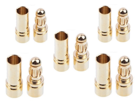 [H34189] RC bananstiksæt - 3,5mm forgyldt han + hun (5 par)