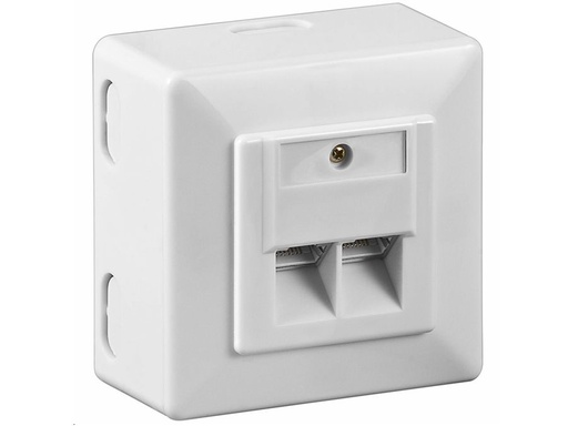 [H37138] Modular vægdåse - 2 x RJ45, LSA, CAT6 skærmet, Hvid