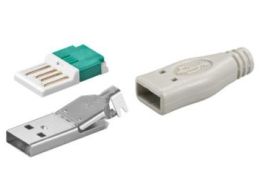 [H30211] USB A hanstik - Til loddefri ledningsmontage, Grå