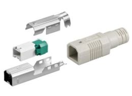 [H30212] USB B hanstik - Til loddefri ledningsmontage, Grå