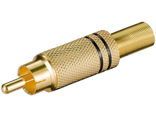 [H45300] RCA(Phono) han - Forgyldt m. fjederaflastning, Sort (Ø5,4mm)