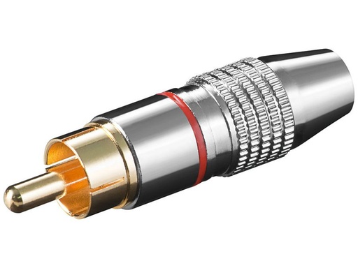 [H45301] RCA(Phono) stik, han - Forgyldt m. rød ring (Ø6,5mm)