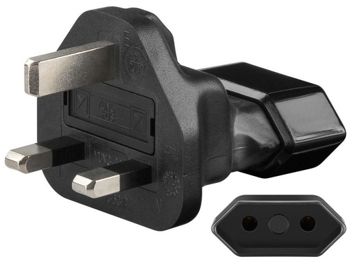 [H45307] Rejseadapter - EURO hun til UK han, Sort