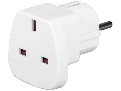 [H45308] Rejseadapter - UK hun til CEE7/7 (DK) han, Hvid