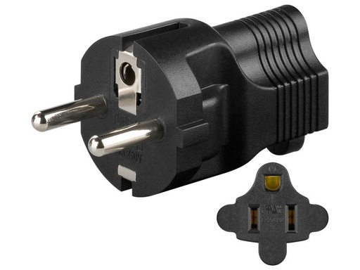[H45313] Rejseadapter - USA/Japan hun til CEE7/7 (DK) han, Sort