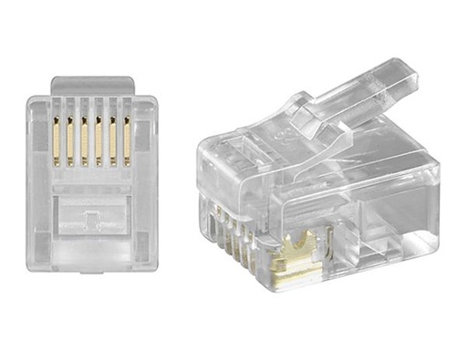 [H46334] RJ12 modular telefonstik - 6P6C, til rund kabel (1 stk. )