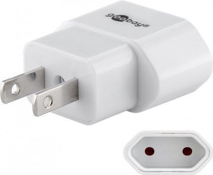 [H50998] Rejseadapter - EURO hun til USA/Japan han, Hvid