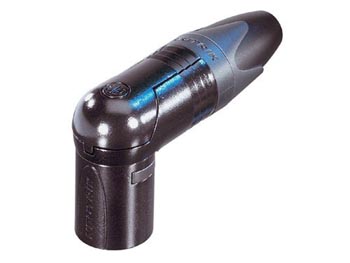 [H28255] Neutrik - XLR 3pol han kabelstik, 90°, Nikkel-Sølv, Sort