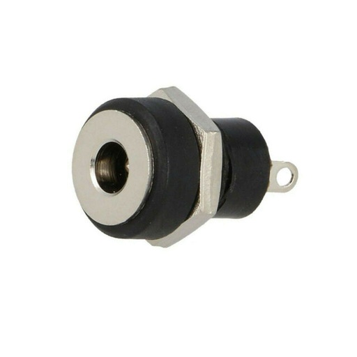 [H58576] DC fatning - 3,4 x 1,4mm, Rund til kabinet, Sort