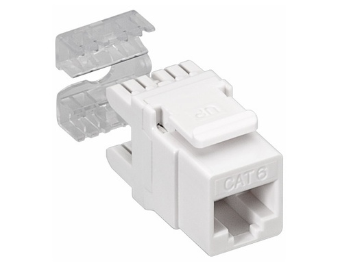 [H21423] Keystone RJ45 fatning - CAT6 250MHz uskærmet, Hvid, Toolless