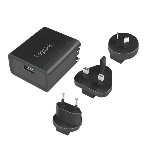 [H55063] USB Rejseoplader - 5V 2,1A (US-/AU-/UK-/EU-stik)