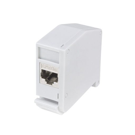 [H60505] DIN-skinne adapter m. 2 x RJ45 CAT6a keystone fatning, plast