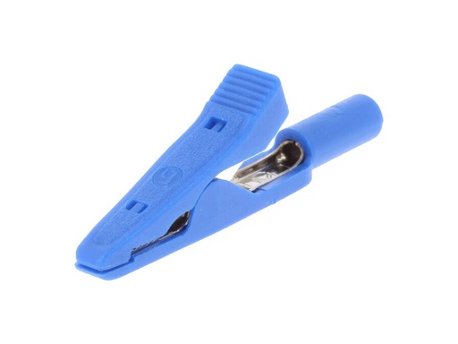 [H59639] Prof. Isoleret krokodillenæb til 2mm bananstik, Blå