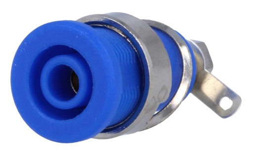 [H63126] Sikkerheds-bananbøsning, Blå 4mm - M4 skrue+loddeflig