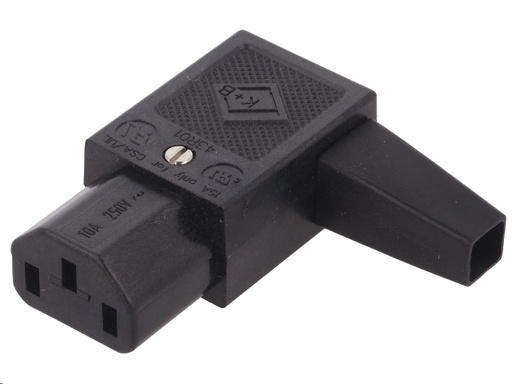 [H44524] Apparatstik - IEC320-C13, 3pol hun, 90° venstre, Sort