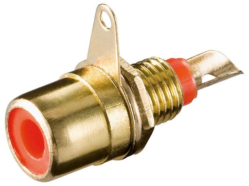 [H45297] RCA(Phono) fatning - Til kabinet, forgyldt (Rød)