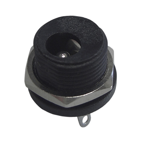 [H53850] DC fatning - 5,5 x 2,1mm, til kabinet, loddeflige, formøtrik