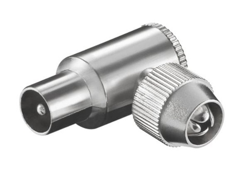 [H31046] TV antennestik - Han 90° metalhus, Skruetype