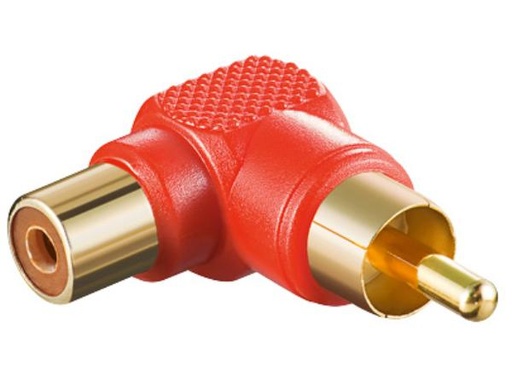 [H32505] Phonostik - Retvinklet RCA han til RCA hun, Rød plast