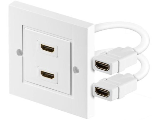 [H32260] HDMI vægdåse - 2 x HDMI, til kabelkanal, Hvid