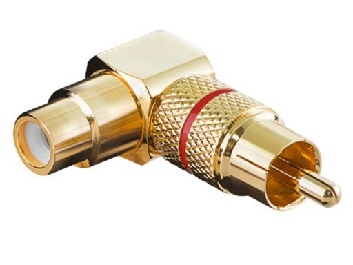 [H32225] Phonostik - Retvinklet RCA han til RCA hun, Rød ring