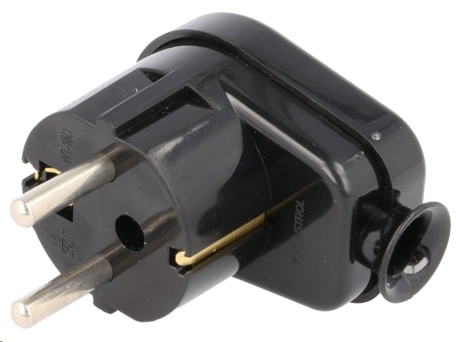 [H43363] Stikprop - CEE7/7 han, 90° vinkelafgang, Sort