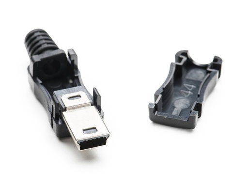 [H40385] USB mini B hanstik - Til ledningsmontage, Sort