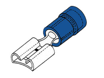 [H16520] Blå kabelsko - Spadefatning 6,3mm hun, 1,5-2,5mm² (10 stk.)