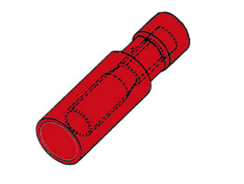 [H20406] Rød kabelsko - Rundstik hun Ø3,9mm 0,4-1,4mm² (100 stk.)