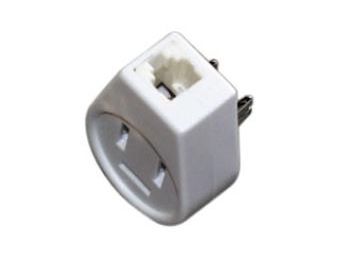 [H21422] Telefonadapter - 3pol han+hun (hermafrodit) til RJ11 (Hvid)