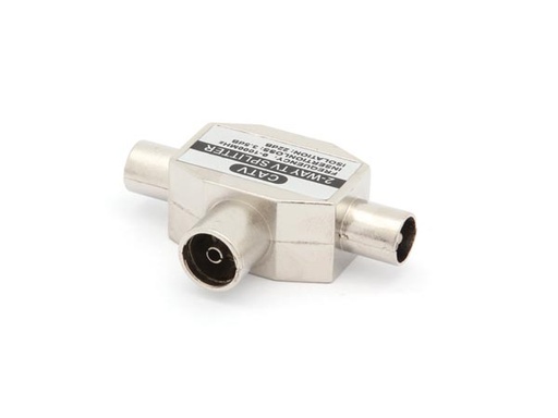 [H21459] Radio/TV splitter - COAX hun til 2 x COAX han, metal