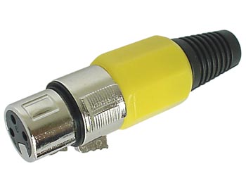 [H21486] XLR stik - 3P hun, nikkel, GUL
