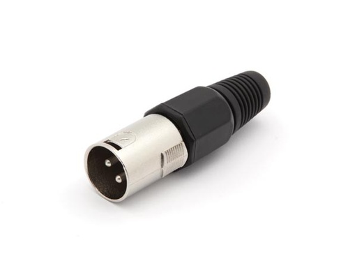 [H21487] XLR stik - 3P han, nikkel, SORT