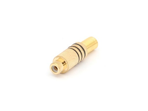 [H21297] RCA(Phono) stik, hun - Forgyldt, Sort ring