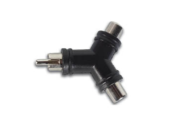 [H21326] RCA(phono) han til 2 x RCA(phono) hun - Nikkel