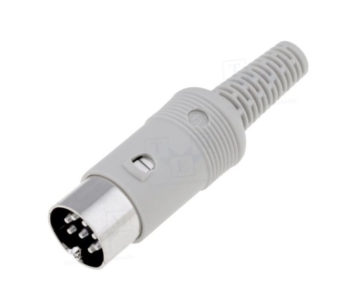 [H20048] DIN stik - 8pol han multistik 270° Plasthus, Grå