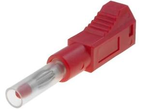 [H20435] Bananstik m. sikkerhedskappe - 4mm, 60V / 32A, lodde, Rød