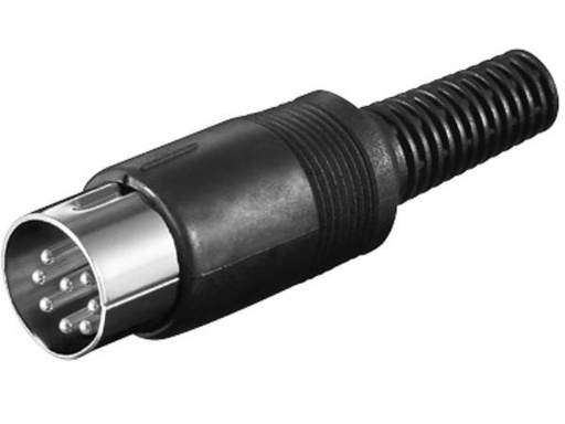 [H20626] DIN stik - 8pol han multistik 270° Plasthus, Sort