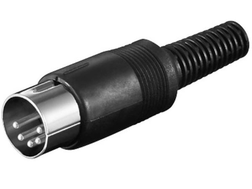 [H20647] DIN stik - 5pol han multistik 180° Plasthus, Sort