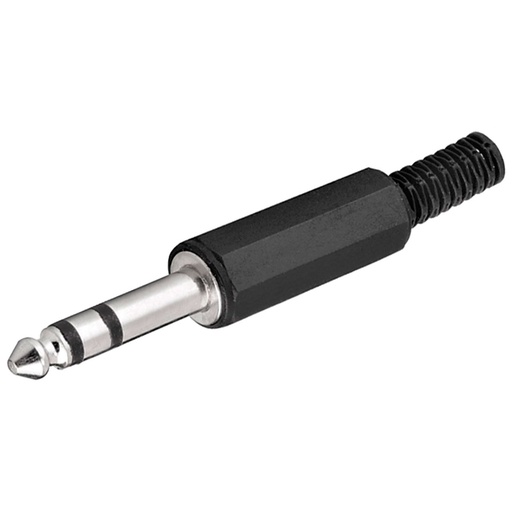[H20930] JACK stik - 6,35mm stereo han, Sort plast