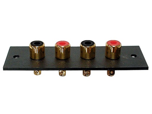 [H20977] RCA(Phono) stikpanel - 4 x hun, Forgyldt (25x75mm)