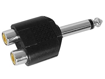 [H20999] 6,35mm mono JACK han til 2 x RCA(Phono) hun