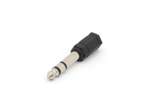 [H21001] 6,35mm stereo JACK han til 3,5mm stereo JACK hun, Sort plast