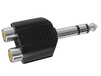 [H21007] 6,35mm stereo JACK han til 2 x RCA(Phono) hun