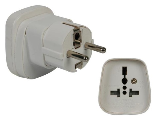 [H28437] Rejseadapter - Multi hun (inkl. UK) til CEE7/7 (DK) han