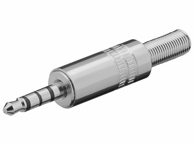 [H28754] JACK stik - 3,5mm 4pol han, Metalhus m. fjederaflastning