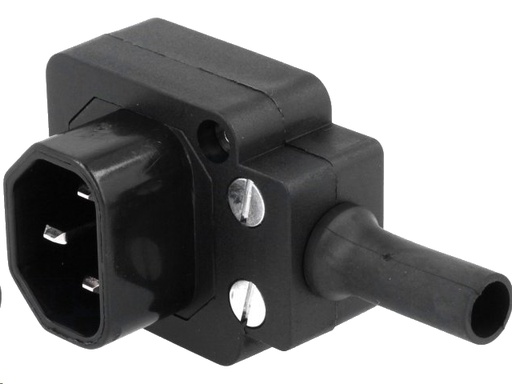 [H29435] Apparatstik - IEC320-C14, 3pol han, 90° ned, Sort